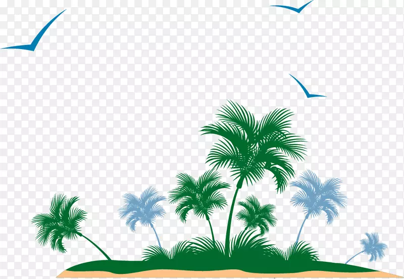 岛屿摄影-免费剪贴画-卡通大新鲜椰子岛