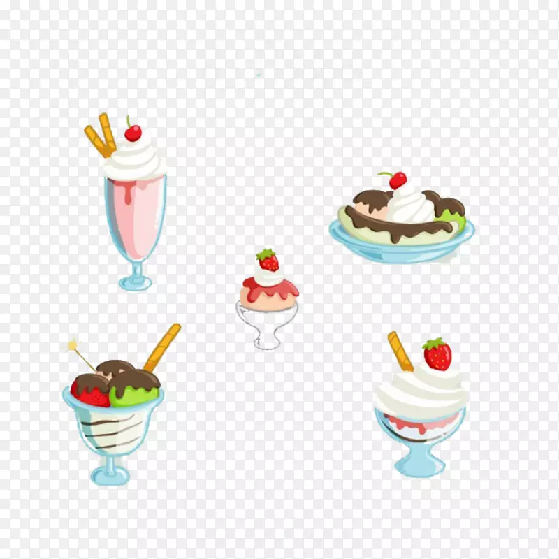 冰淇淋圆锥甜点-麦草棒饮料图片材料