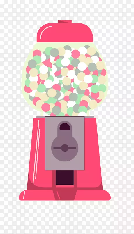 口香糖泡泡糖-女孩打粉红糖果机