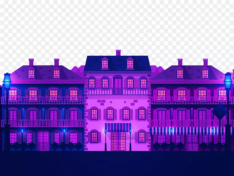 立面平面设计插图-紫色房屋