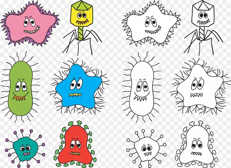 细菌绘制病毒剪辑艺术.卡通蚂蚁材料