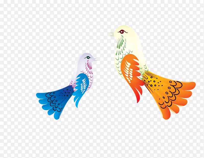 鸟类卡通-美丽的彩色孔雀图案