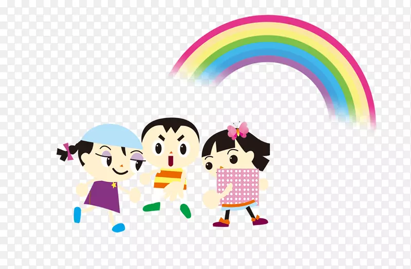 儿童节剪贴画-彩虹儿童