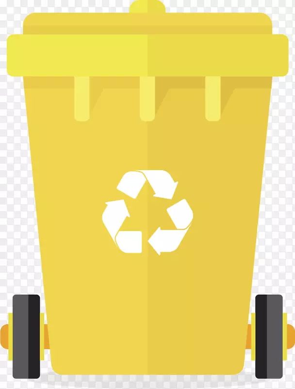 废纸容器标志-黄色垃圾桶