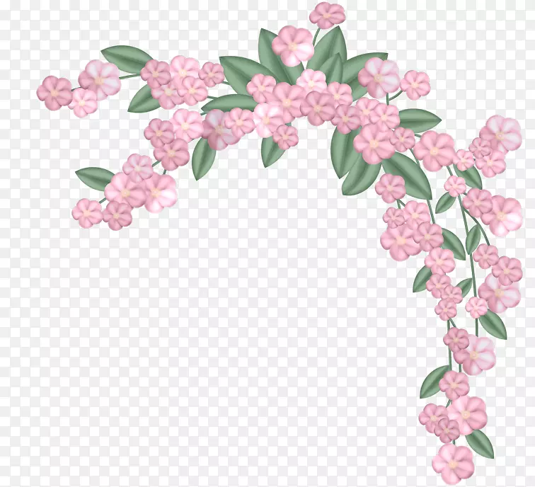 花设计彩色-粉红色花边叶角
