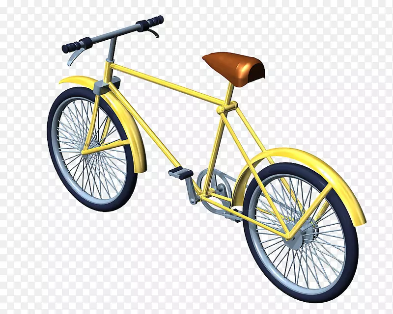自行车车架自行车车轮计算机图形.黄色自行车