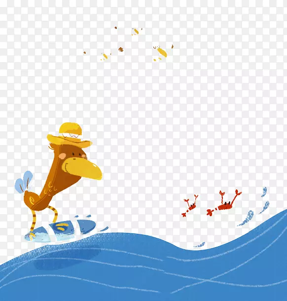卡通儿童创意作品插图-可爱的小冲浪插图