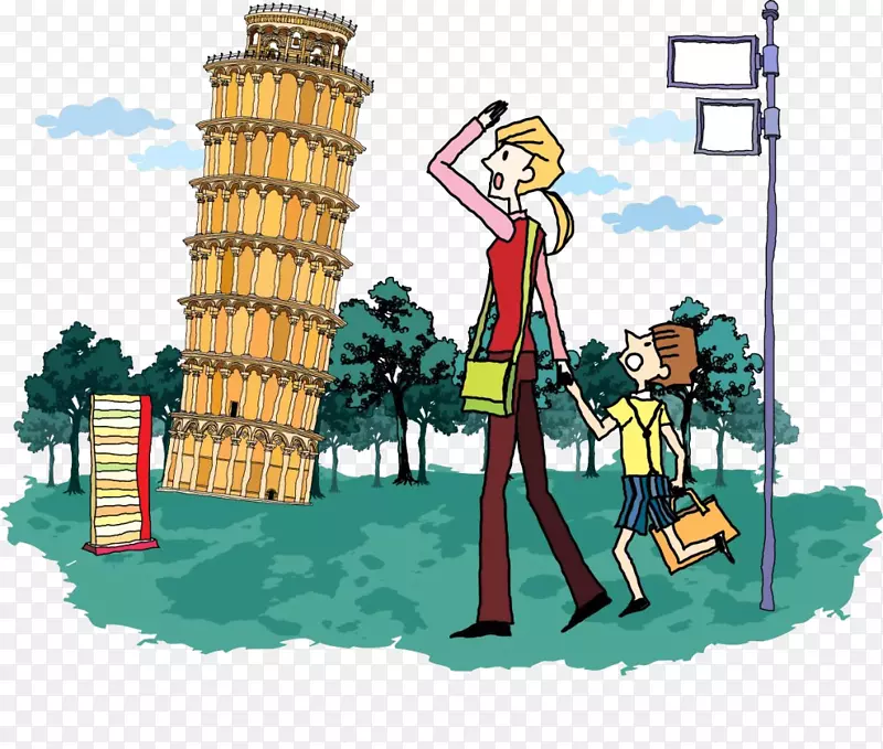 插画儿童插图-意大利旅行
