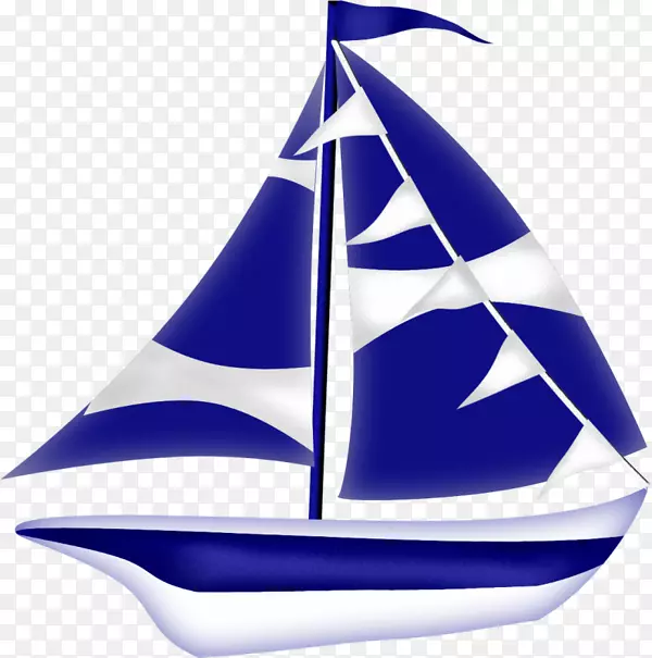 帆船.蓝色和白色条纹海军风帆渲染