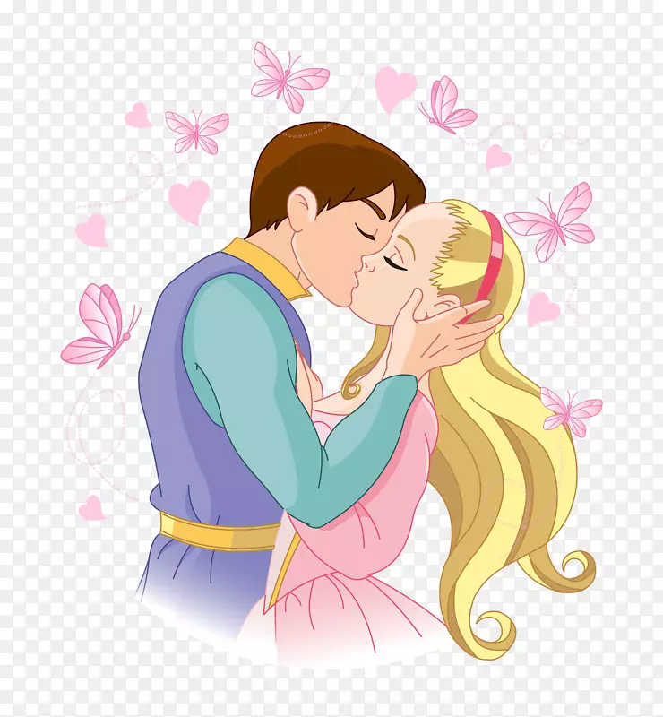 亲吻卡通绘画剪辑艺术-王子和公主