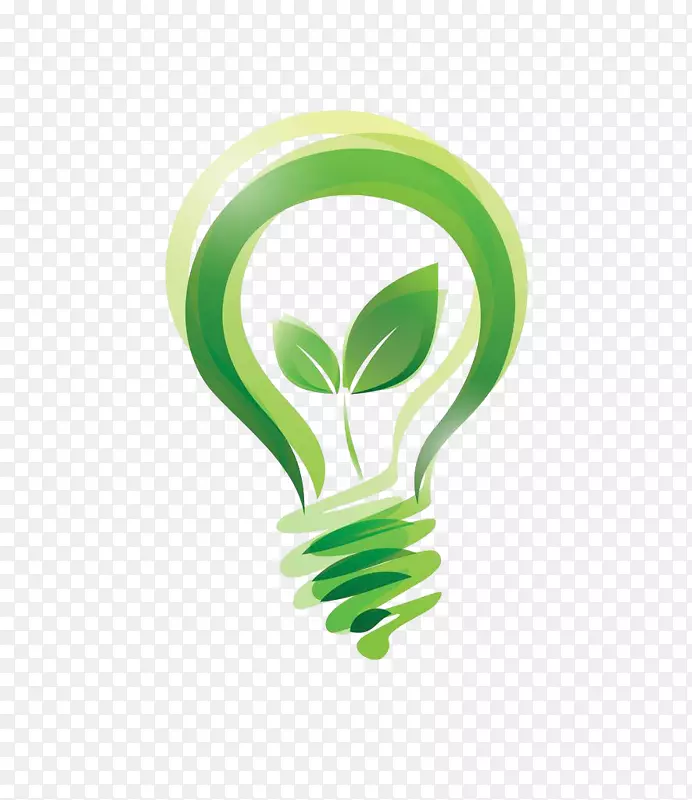 环保可持续发展图例-绿叶灯泡