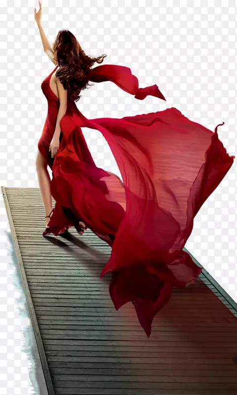 风扇桌充电电池桥漂亮的红色连衣裙
