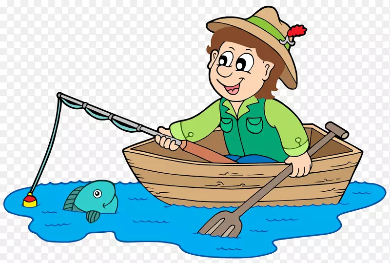 渔民-免费剪贴画-划船或钓鱼的孩子