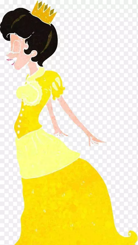 裙子卡通设计师插图-黄色公主裙
