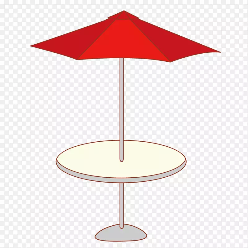 伞形卡通.卡通红色阳伞圆桌