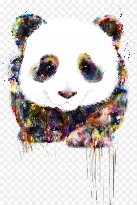大熊猫绘画数字艺术水彩画-熊猫