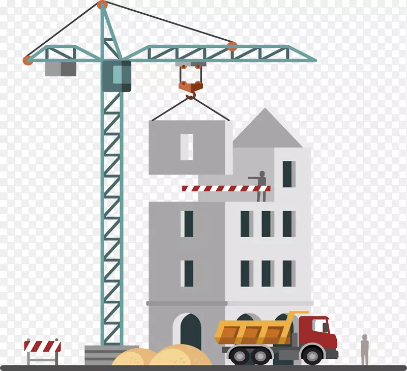 建筑工程建筑插图.现场运输自卸车