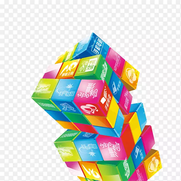 移动广告宣传手机彩色立方体