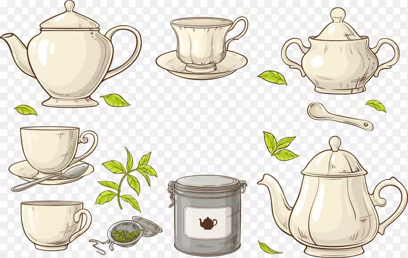 绿茶、咖啡、茶过滤器.白茶和绿茶杯