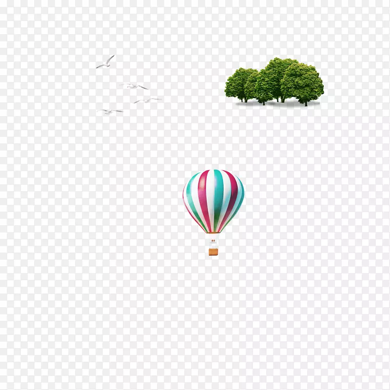 热气球壁纸.热气球鸟树装饰图案