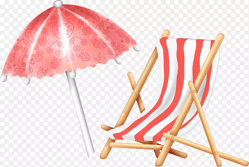 甲板椅绘图夹艺术-椅子阳伞