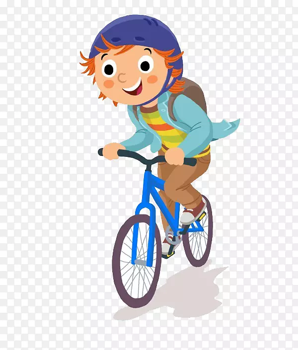 自行车插画-自行车男孩