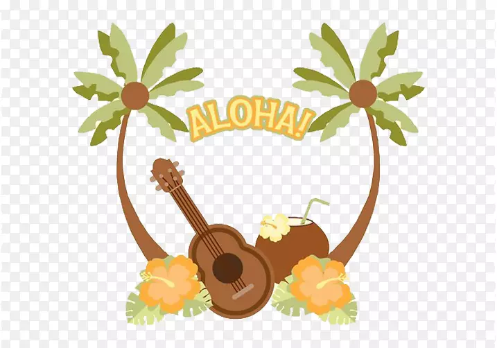 夏威夷四弦琴插图-椰子海滩冲浪吉他