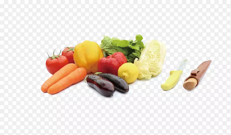 胡萝卜、蔬菜、素食、水果、番茄-新鲜蔬菜和水果刀