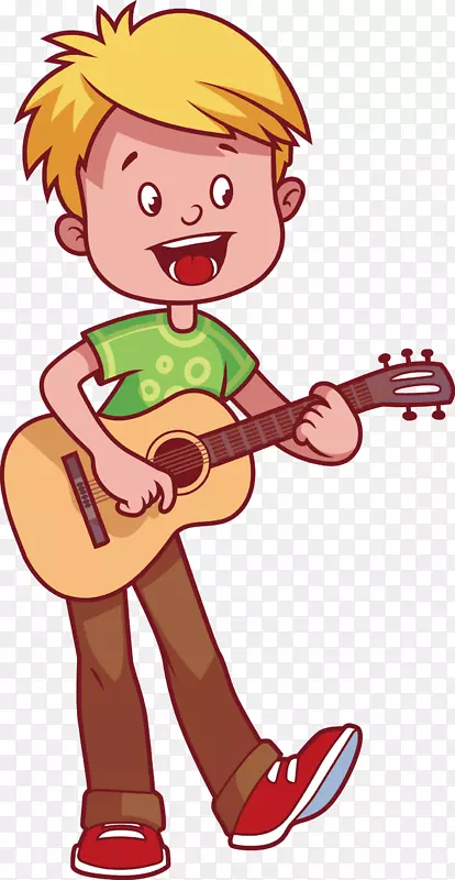 乐器儿童剪贴画.小男孩弹吉他