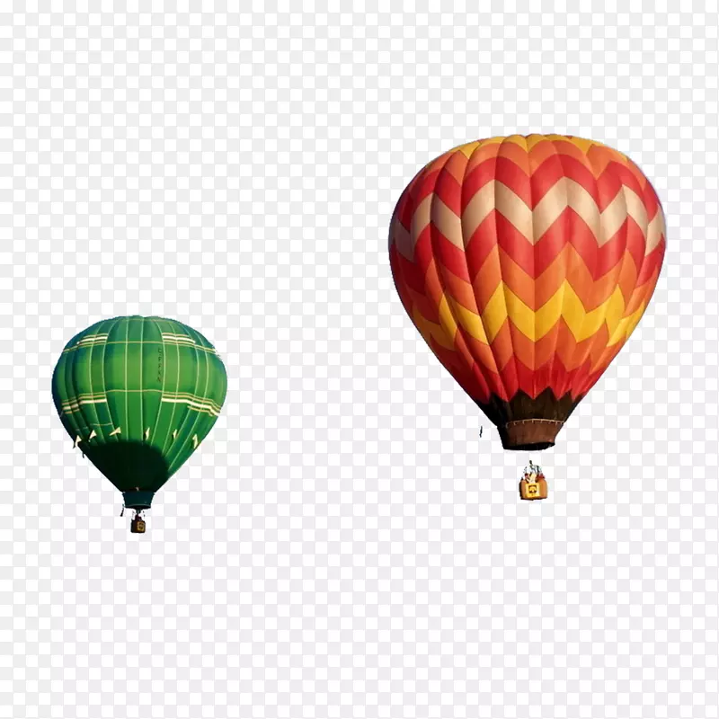 飞行热气球-红色热气球绿色热气球