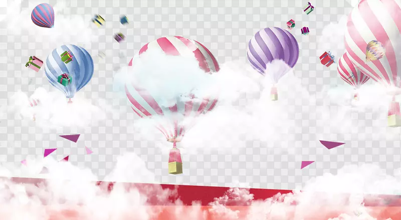 热气球海报-热气球云彩双十一海报背景
