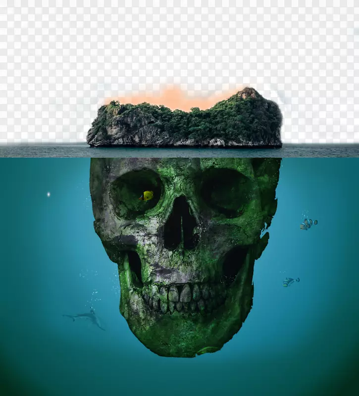 头骨海报-海洋骨骼头骨创作背景