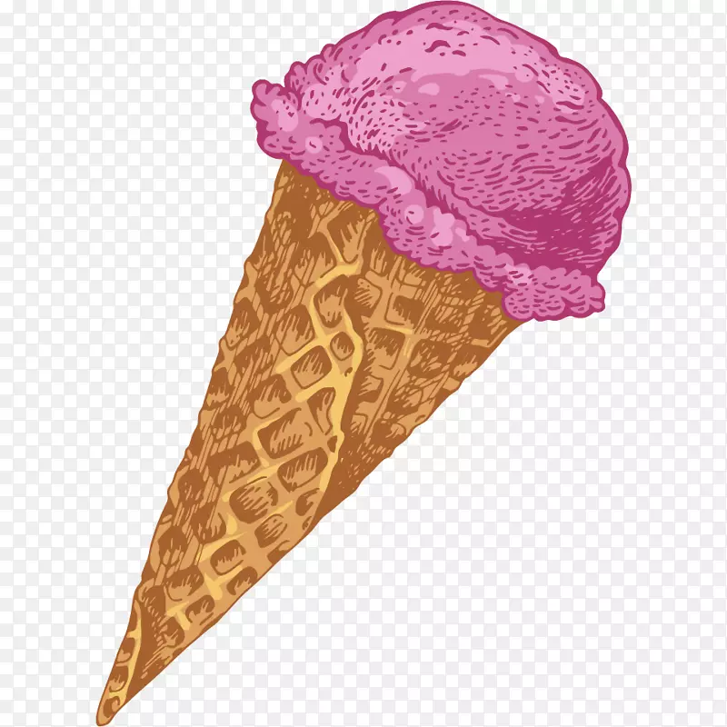 冰淇淋圆锥芝士蛋糕草莓冰淇淋-夏季最受欢迎的厨房甜冰淇淋小吃