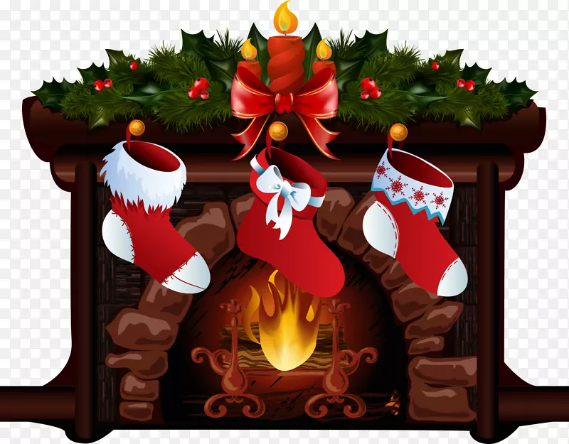 圣诞挂毯圣诞老人圣诞袜-炉子上的圣诞袜子
