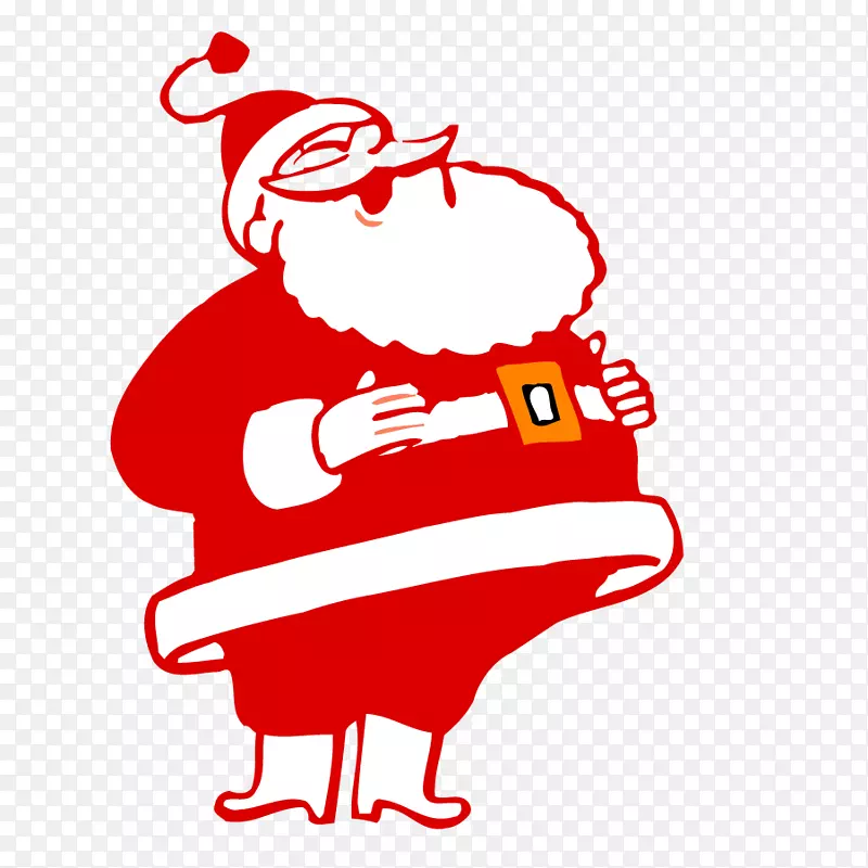 圣诞老人圣诞装饰品黑白剪贴画圣诞老人笑着