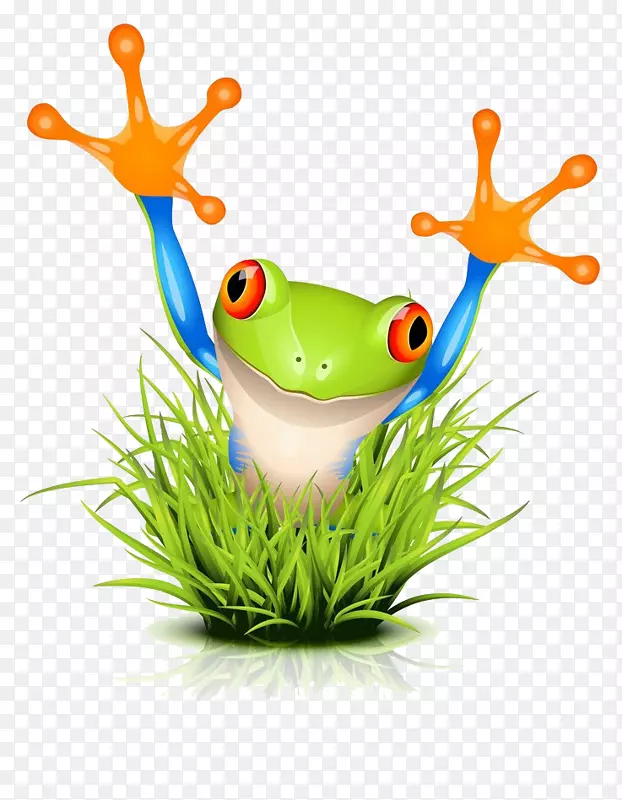 树蛙-免费剪贴画-被杂草包围的青蛙