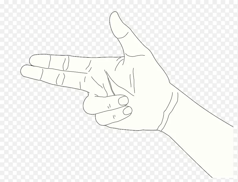 拇指黑白手模型-简单笔划手势方向