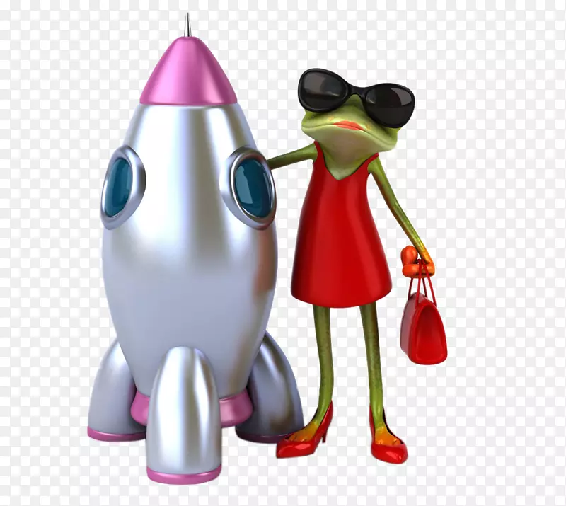 免费摄影图片-卡通青蛙火箭
