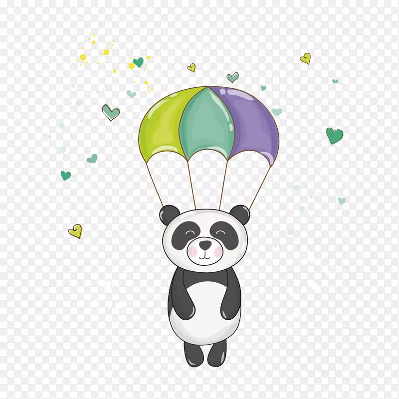 大熊猫熊图-降落伞上的熊
