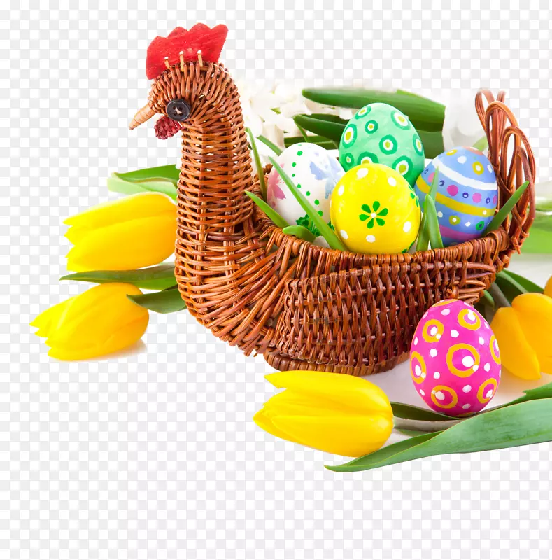篮子里的鸡蛋复活节彩蛋郁金香复活节彩蛋