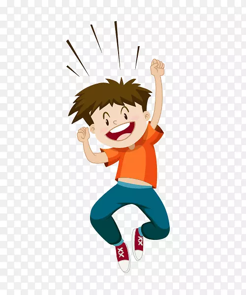 免版税儿童插画-兴奋的男孩跳跃材料