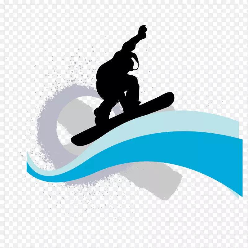 滑雪极限运动-冲浪和水彩画