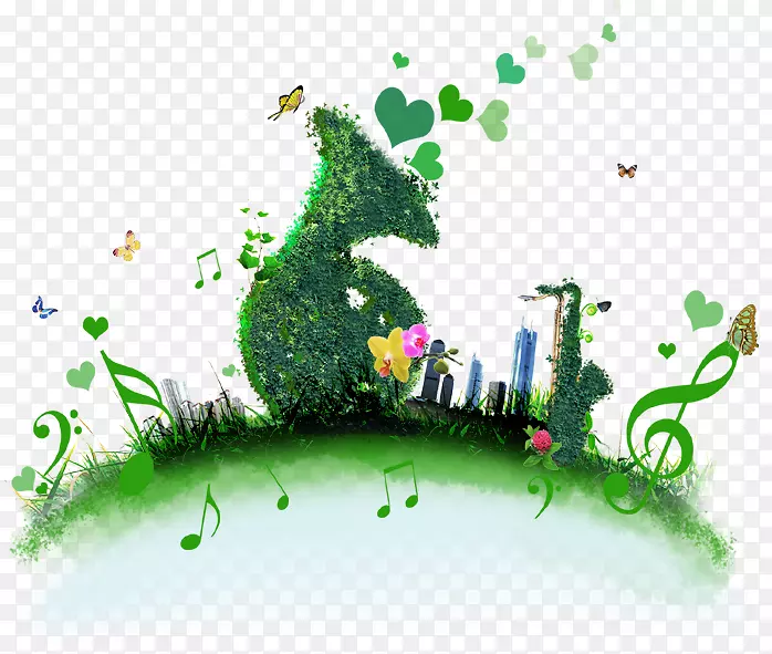 海报节能环保绿色音乐元素