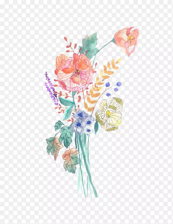 花卉设计水彩画花束海报-花束