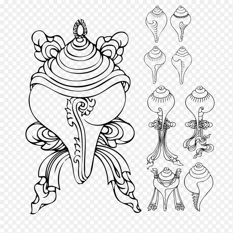 阿什塔曼加拉符号图形设计古印度亚雷斯器皿白色右手螺钉