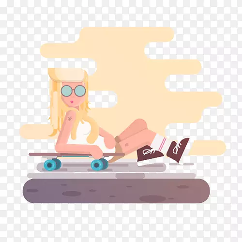 电脑动画运动图形.金发女孩运动滑板