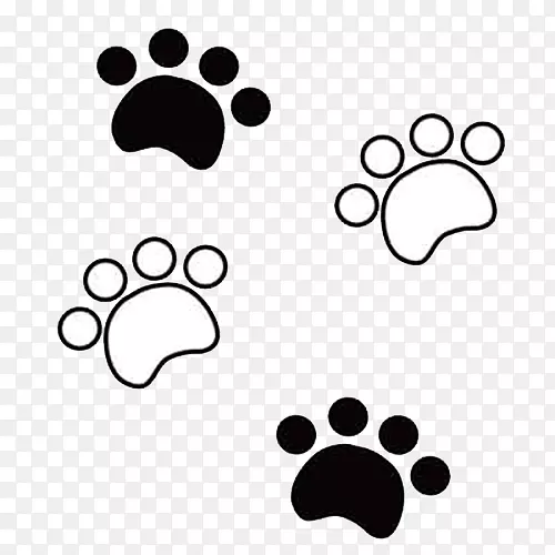 狗卡通剪贴画-黑白宠物脚印