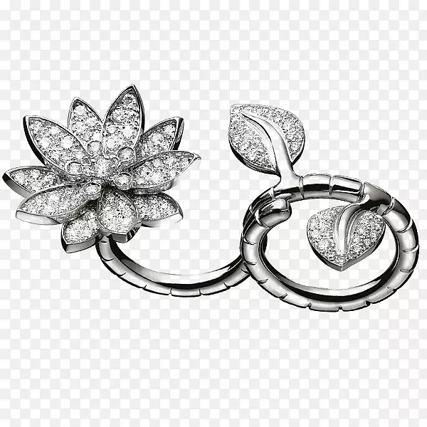 耳环van Cleef&Arpels珠宝结婚戒指-莲花戒指
