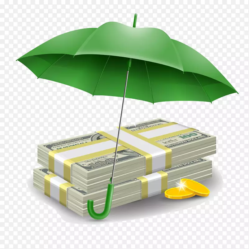 收入钱币金融-绿色雨伞