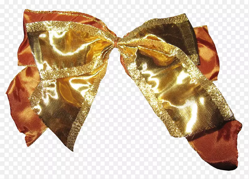 彩带圣诞蝴蝶结-金色创意领带